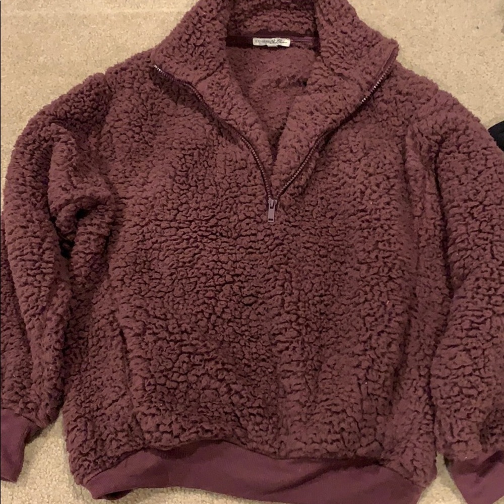 Express Maroon fluffy quarter zip
